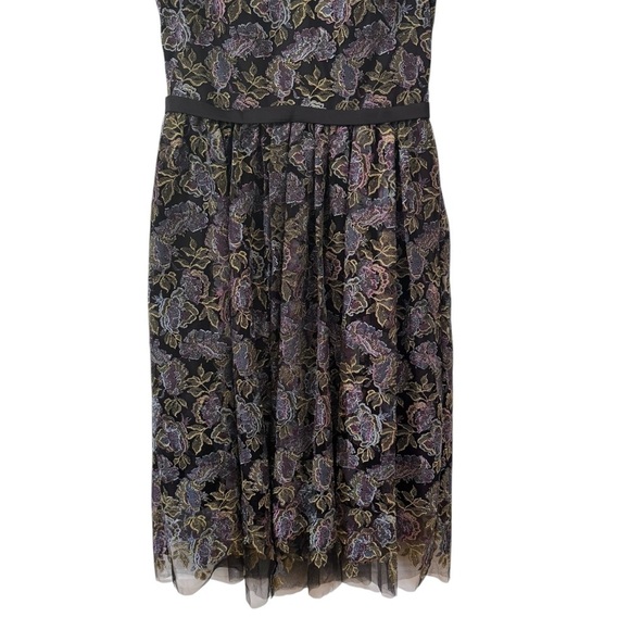 JS Collections Metallic Floral Lace Fit and Flare Midi Dress Size 14 - Picture 6 of 13